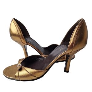 Coach Corrina Gold Open Toe D'Orsay Made In Italy‎ Heels Shoes 8.5B